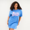 Chemise de nuit courte coton bleu electrique femme grande taille
