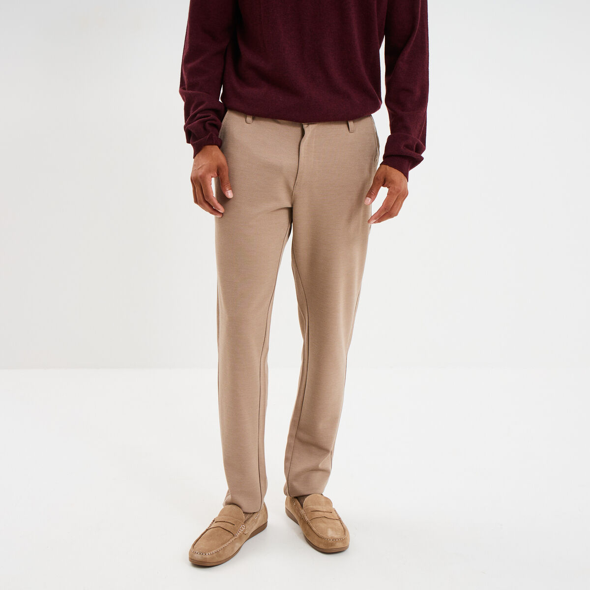 Pantalon chino slim taupe homme