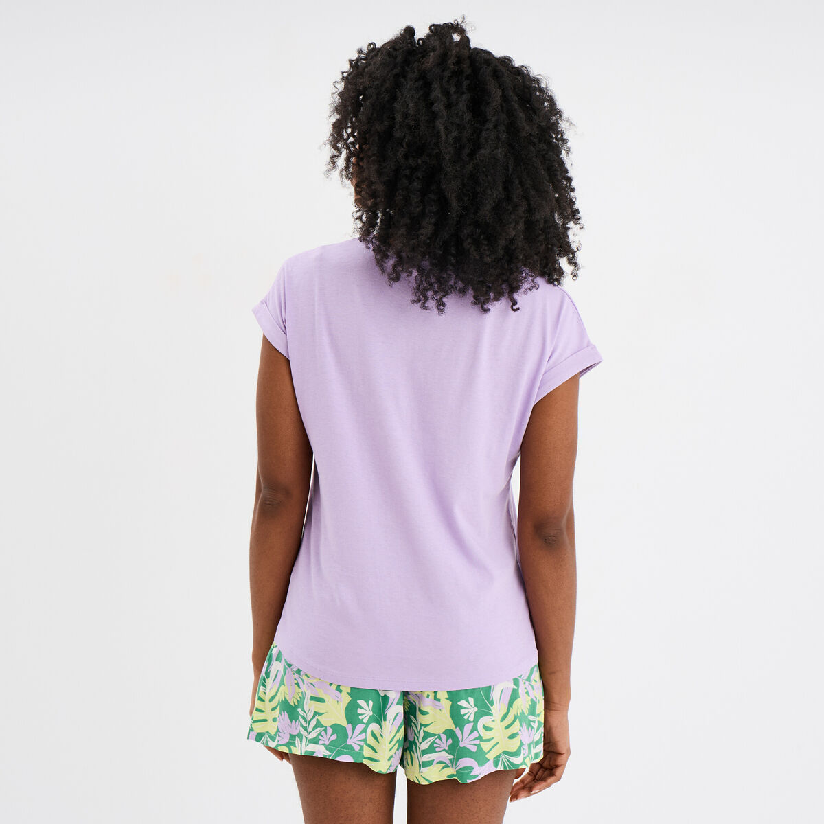 Ensemble pyjama short et t-shirt vert femme