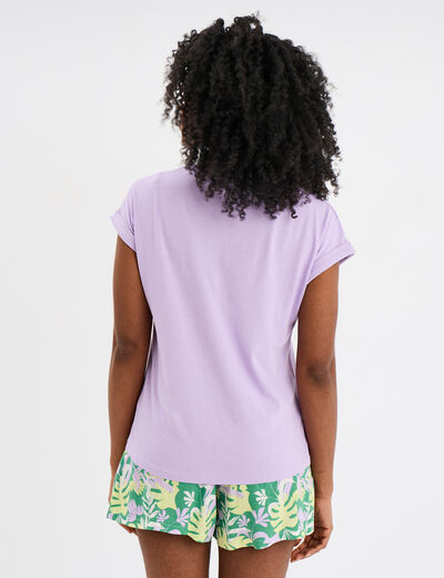 Ensemble pyjama short et t-shirt vert femme