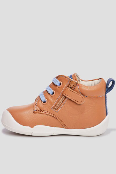 Bottillons en cuir Wazzap camel bébé garçon