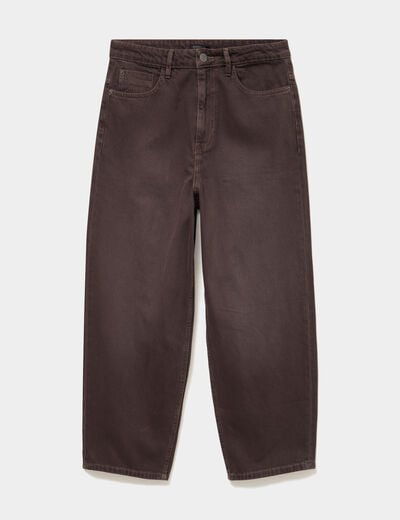 Jean large baggy 5 poches marron fonc&eacute; homme