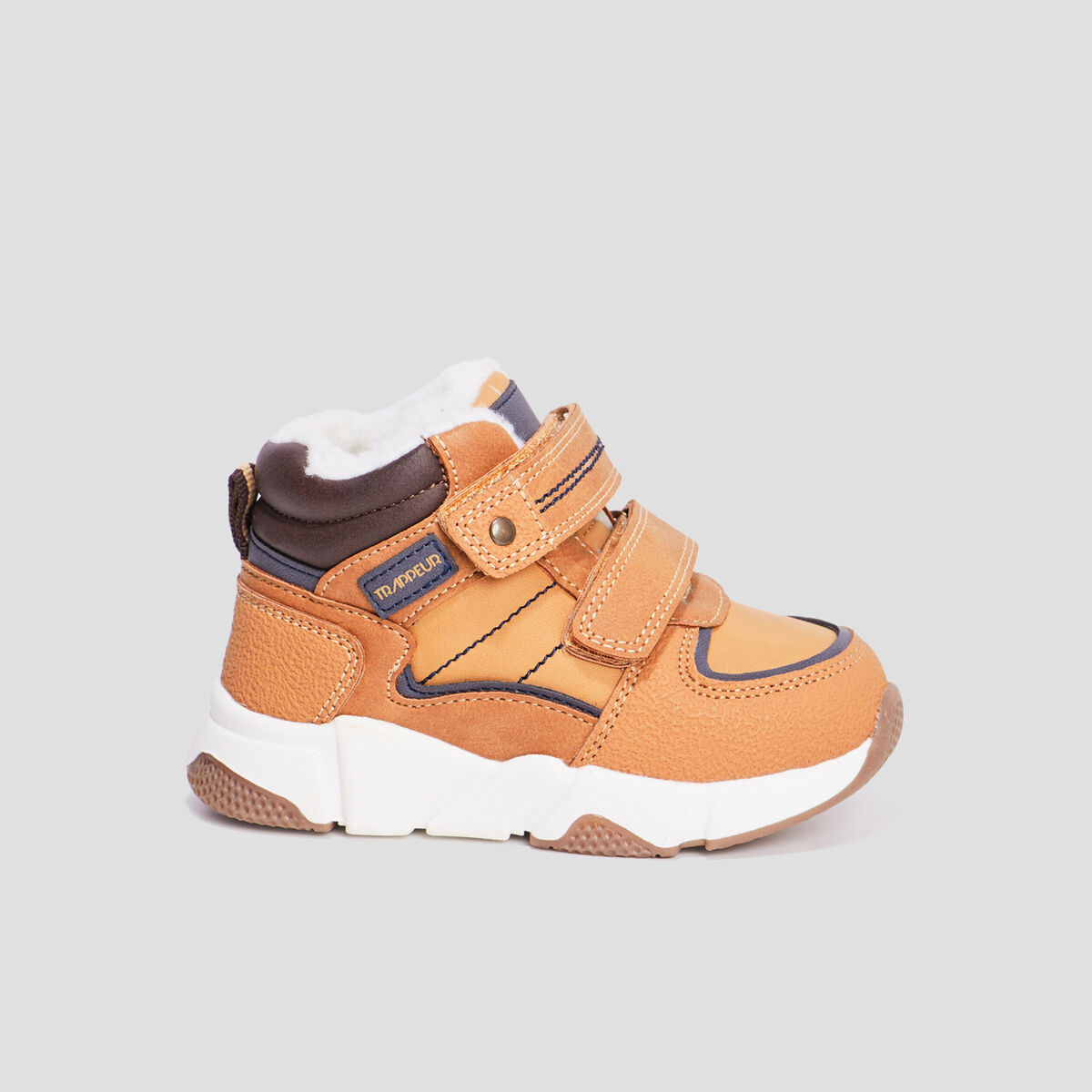 Baskets montantes fourrées scratchs marron bébé garçon