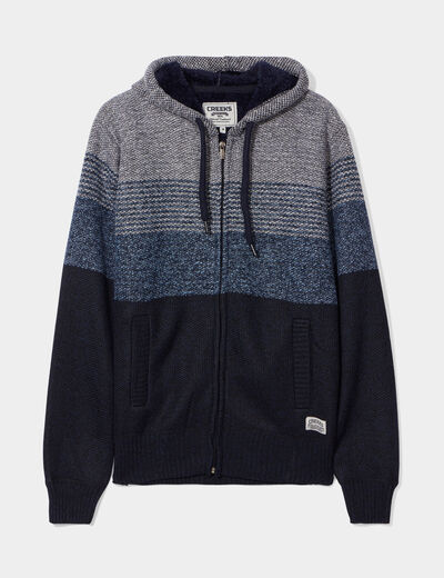 Gilet zippé doublé à capuche bleu marine homme