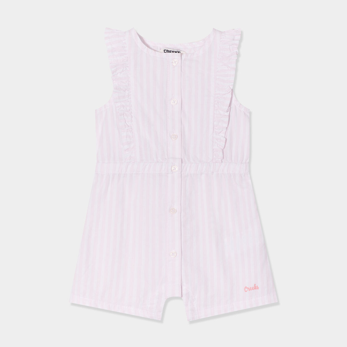 Combishort manches volants coton rose clair bébé fille