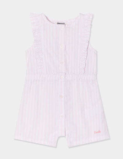 Combishort manches volants coton rose clair bébé fille