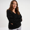 Pull droit col en V avec sequins noir femme grande taille