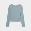T-shirt col rond manches longues coton gris femme