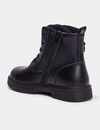 Boots &agrave; lacets noir fille