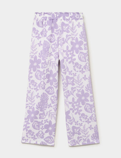 Pantalon taille &eacute;lastiqu&eacute;e effet froiss&eacute; parme fille