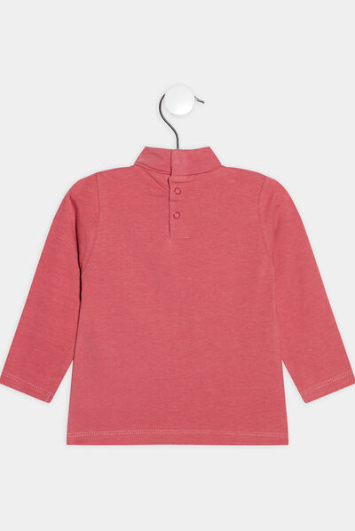 T-shirt avec col roulé rose framboise bébé fille