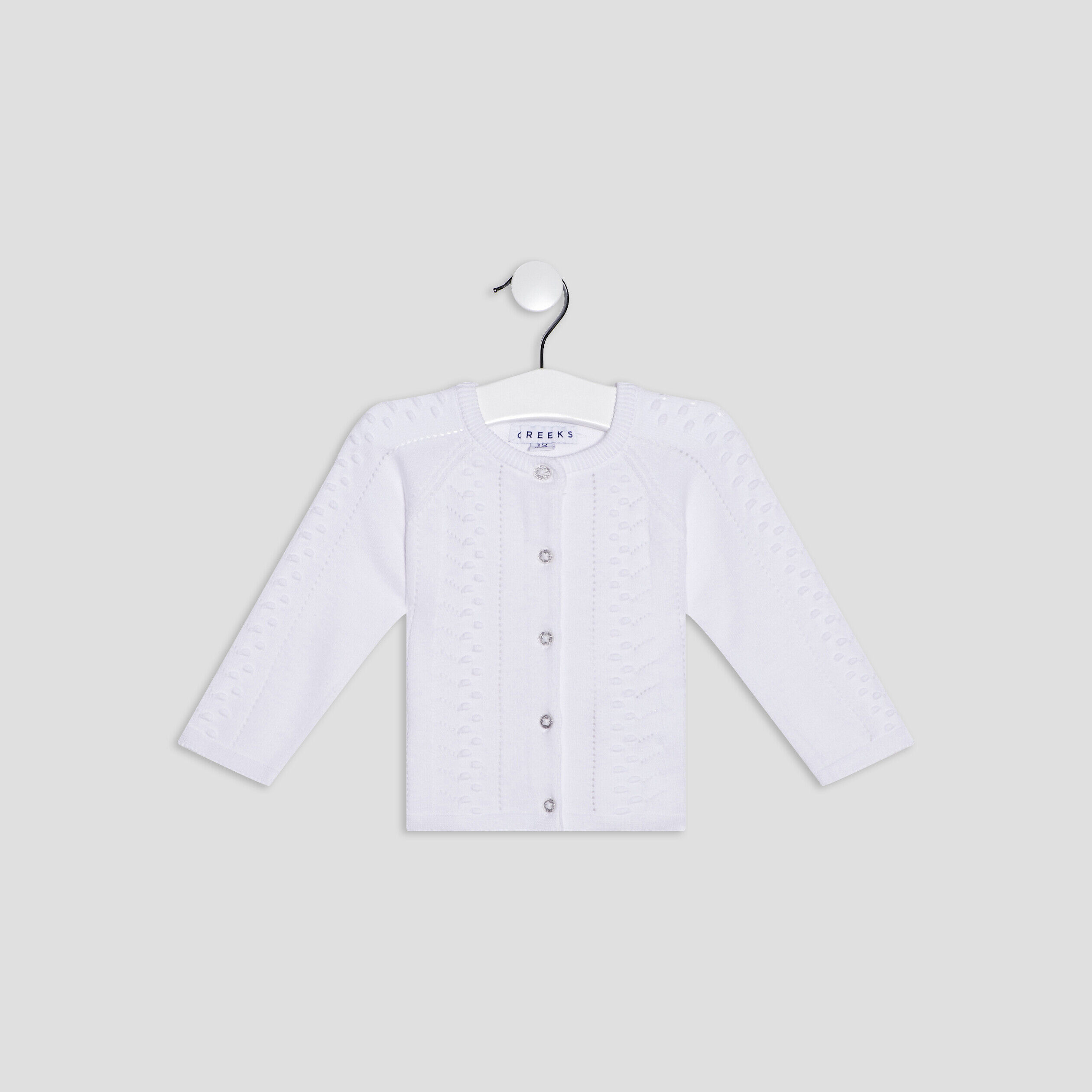 Gilet manches longues boutonné coton blanc bébé fille LH