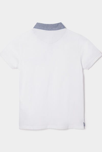 Polo manches courtes 1 poche blanc garçon