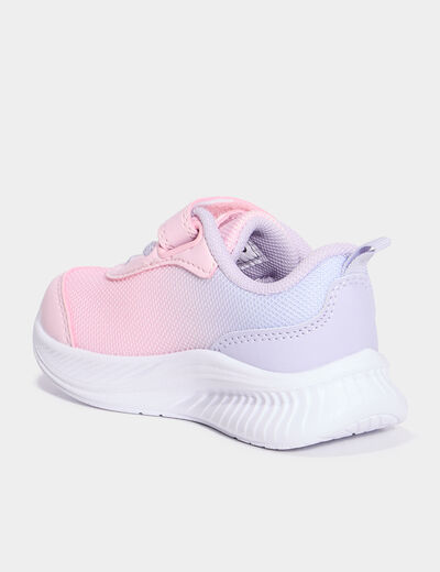 Baskets running à scratchs rose bébé fille