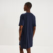 Chemise de nuit courte col rond coton bleu marine femme