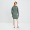 Robe droite à encolure carrée vert kaki femme
