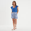 T-shirt épaules et dos macramé bleu roi femme