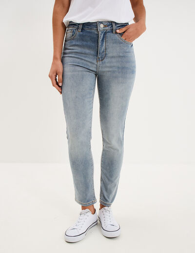 Jean stretch slim 7/8 &egrave;me denim double stone femme