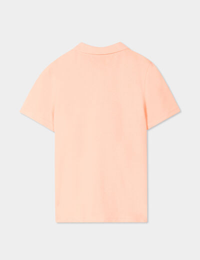 Polo manches courtes à détail brodé orange fluo garçon