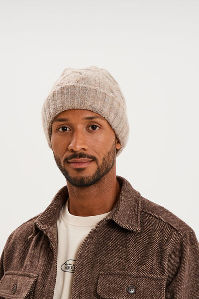 Bonnet &agrave; torsades taupe homme