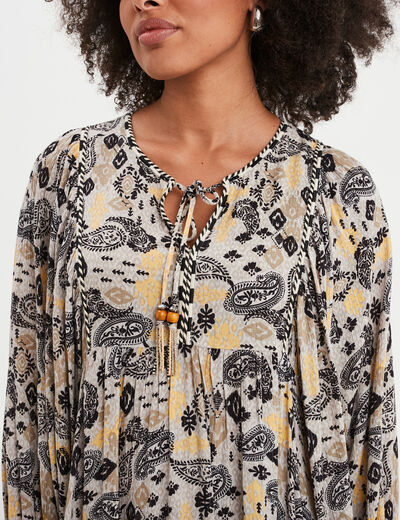 Robe évasée manches ballons Liberto ecru femme