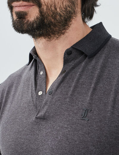 Polo coton ajusté manches courtes gris foncé homme