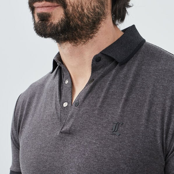 polo coton ajuste manches courtes gris fonce homme Polo coton ajusté manches courtes gris foncé homme