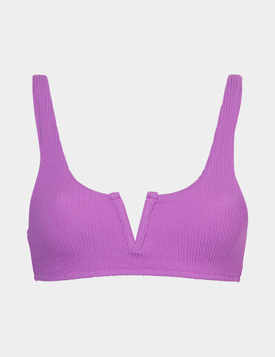 Haut de maillot bain forme brassière violet femme