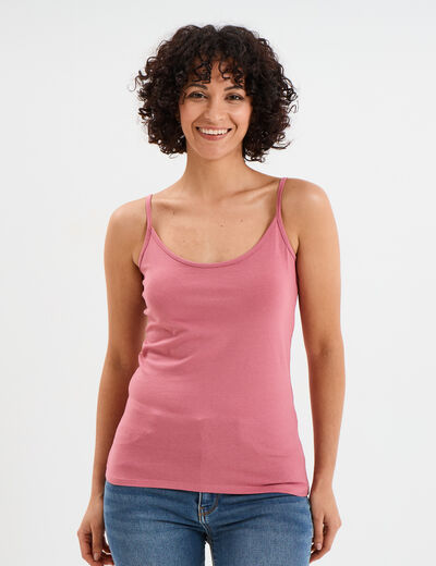 Débardeur coton bretelles réglables vieux rose femme