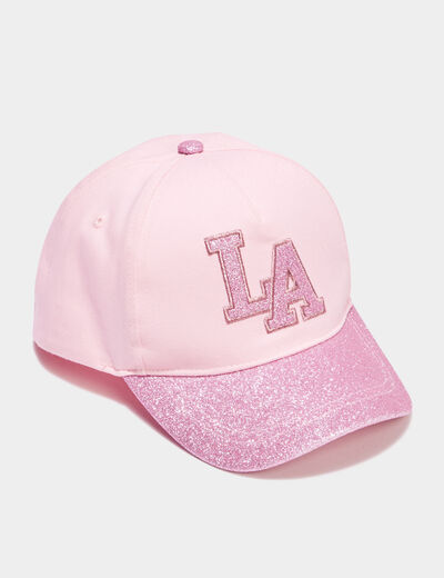 Casquette à paillettes rose fille