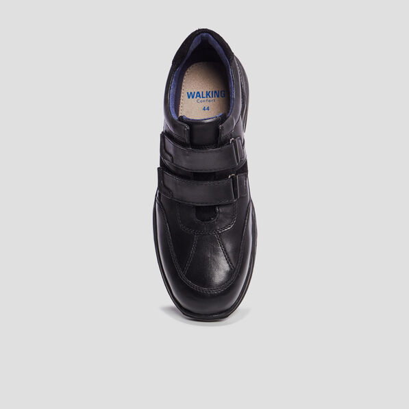 Derbies à scratchs en cuir Walking noir homme
