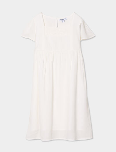 Robe manches courtes ivoire fille