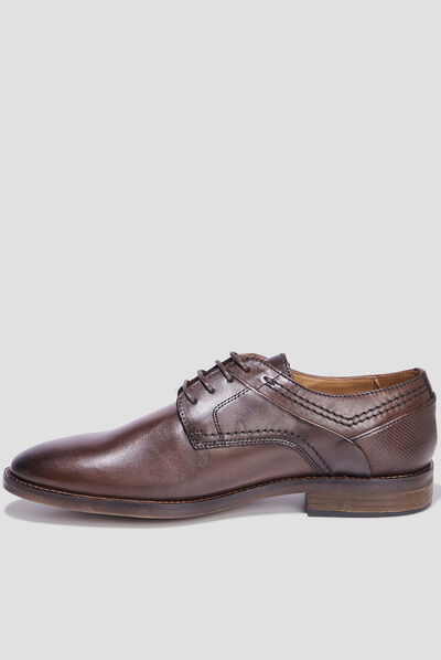 Derbies à lacets en cuir marron homme