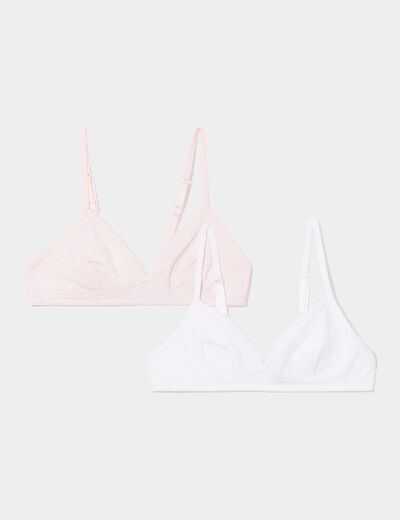 Lot de 2 soutiens-gorge triangle coton rose clair fille