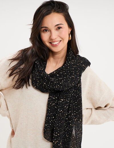 Foulard pliss&eacute; noir femme