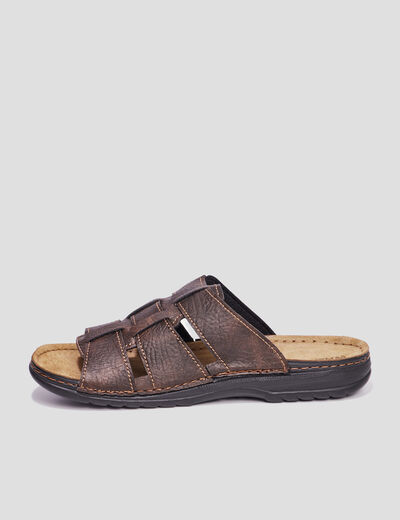 Mules avec brides boucles marron homme