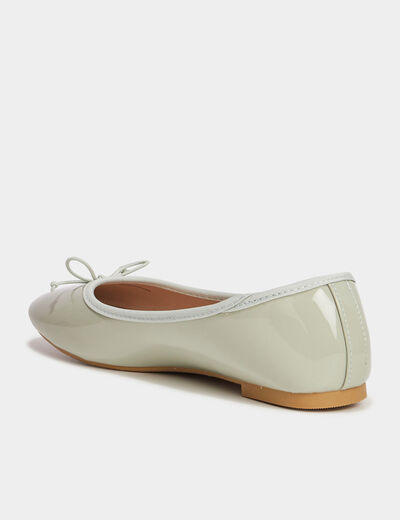 Ballerines vernies avec noeud vert femme