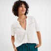 T-shirt broderie anglaise col tunisien blanc femme