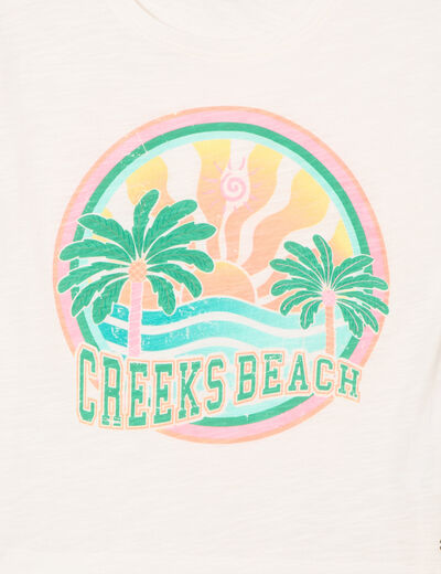 T-shirt manches courtes coton blanc fille
