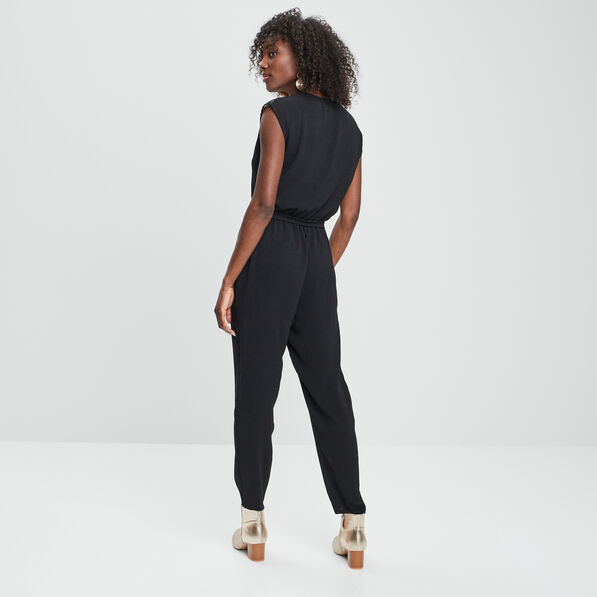 combinaison pantalon ceinture noir femme Combinaison pantalon ceinturé noir femme