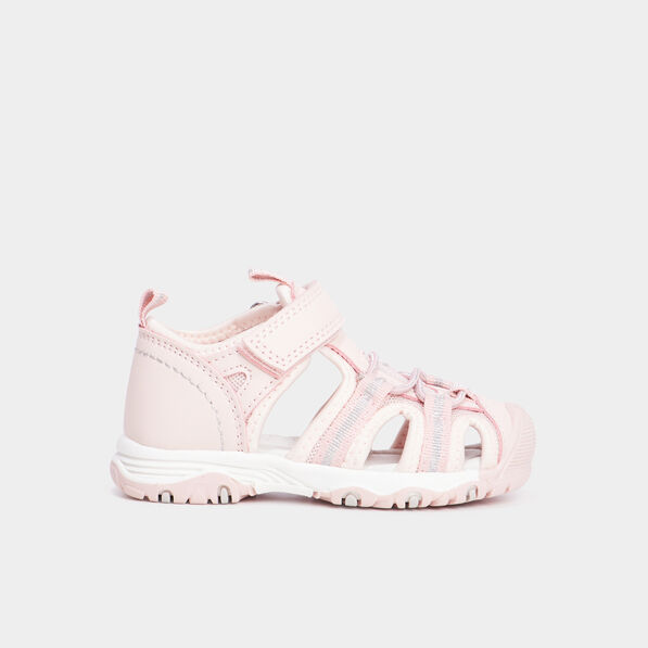 Sandales à scratchs et élastiques rose bébé fille