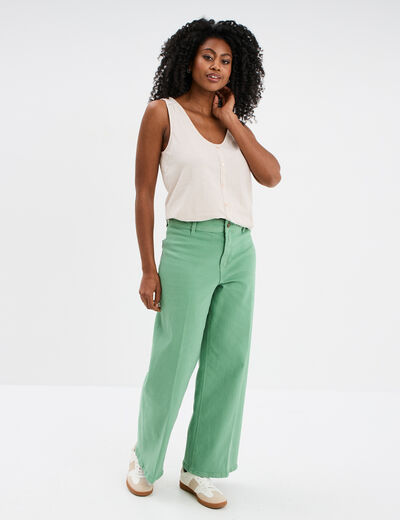 Débardeur sans manches à boutons coton gris clair femme