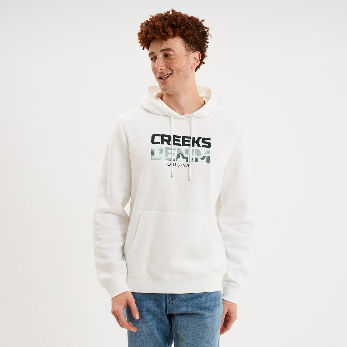 Sweat hoodie molleton Creeks blanc homme