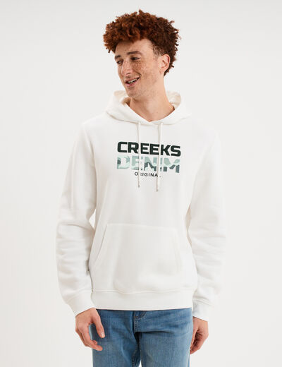 Sweat hoodie molleton Creeks blanc homme