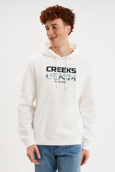 Sweat hoodie molleton Creeks blanc homme