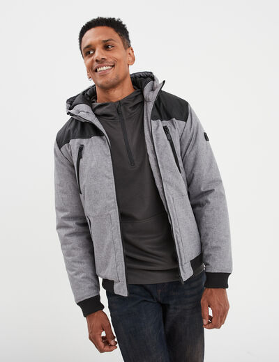 Blouson déperlant zippé capuche Liberto gris homme