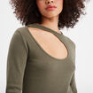 T-shirt côtelé avec ouverture Liberto vert kaki femme