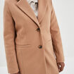 Manteau doublé long droit boutonné marron clair femme
