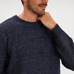 Pull col rond &agrave; manches longues bleu fonc&eacute; homme