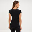 T-shirt col V ajust&eacute; manches courtes noir femme